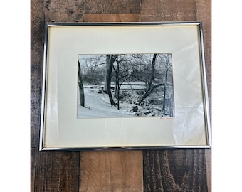 Vintage Roger Boyd Signed 1981 Black White Winter Landscape Framed Photo Art