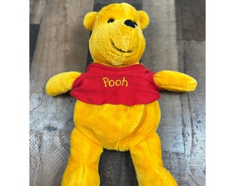 Disney Winnie the Pooh Plush Backpack Yellow Bear Red Shirt Zippered Bag