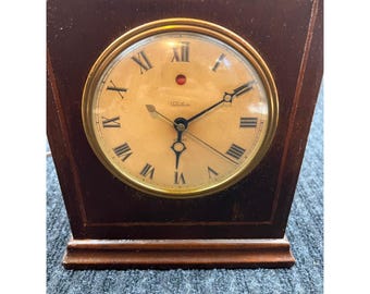 Vintage Telechron Electric Mantel Clock Model 8B15 Wood Case Roman Numerals