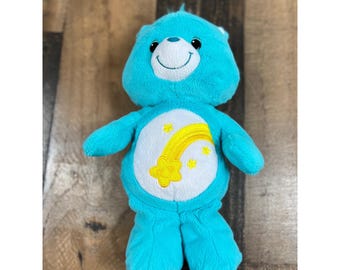 Care Bears Wish Bear Plush 2012 Hasbro Turquoise Blue Shooting Star 11 inch