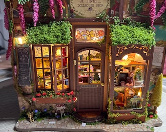 Fairy Tale Miniature Dollhouse Shop – Handmade Cottage Dollhouse with Detailed Interior – Storybook Tiny House Decor Gift
