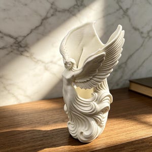 Angel Wing Pen Holder – 3D Printed Desk Organizer Sculpture | Artistic Office Decor Gift