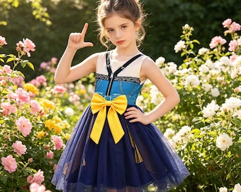 KPOP Demon-Hunting Girl Group Dress Girls Tulle Princess Dress - KPOP Style Cartoon Party Dress for Kids , Puffy Skirt Outfit