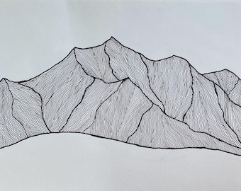 Lámina con dibujo de El castillo en el cielo – Arte de las montañas de Montana