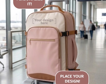 Custom Initials Travel Backpack Set, Dusty Pink Packing Organizers, Underseat Flight Bag, Gift for her