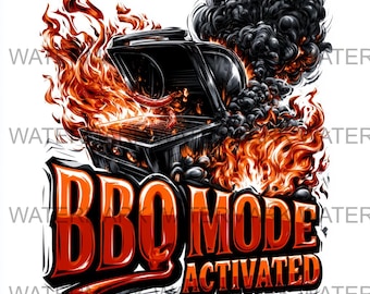 Set van 4 BBQ-modus geactiveerde meme png | Digitale download | Afdrukken op aanvraag