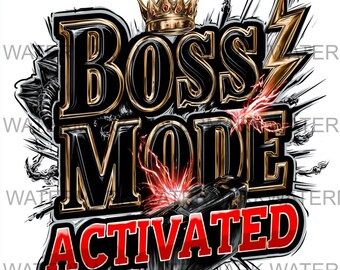 Conjunto de 4 imágenes PNG con el modo jefe activado / Descarga digital / Impresión bajo demanda