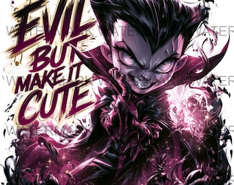 Zestaw 4 figurek Chibi Devil Girl PNG | „Evil But Make It” (pobranie cyfrowe)