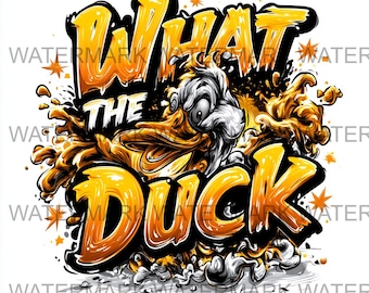 Zestaw 4 obrazów PNG „What The Duck” | Pobieranie cyfrowe | Druk na żądanie