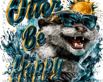 Set van 4 Otter Be Happy Meme, png | Digitale download | Afdrukken op aanvraag