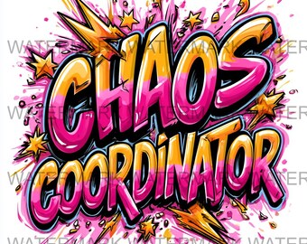 Set van 4 chaoscoördinator meme png | Digitale download | Afdrukken op aanvraag