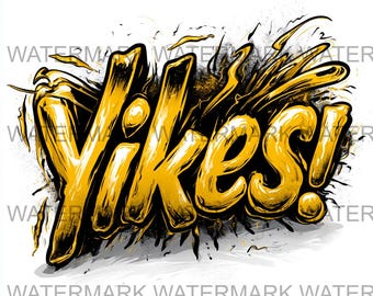 Set van 4 Yikes Meme, png | Digitale download | Afdrukken op aanvraag