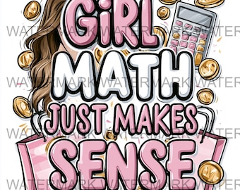 Zestaw 4 obrazków „Matematyka dla dziewczynek” w formacie PNG | Pobieranie cyfrowe | Druk na żądanie