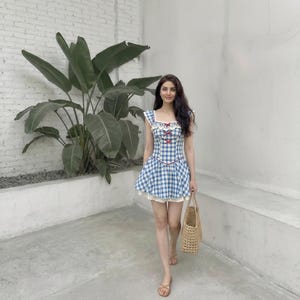 blue and white ball gown wedding dresses The Kiley Denim Mini Dress main image 1