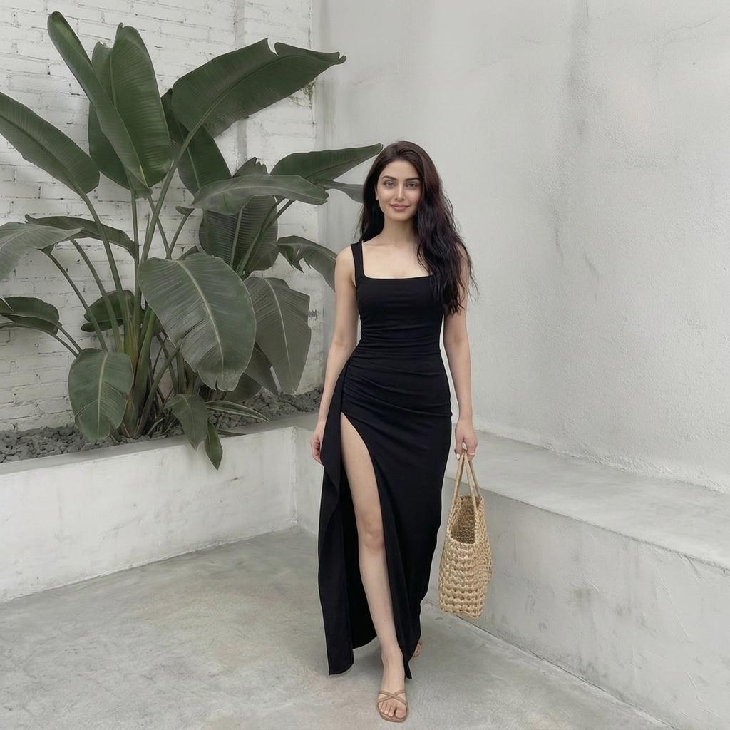 black square neck maxi dress Men's Trousers Business Casual Pants Autumn Spring Dress Straight Pants Black Suit Pants Loose Formal Dress Pants