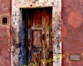Old wooden door with rust color wall travel art photography street in Mexico San Miguel de Allende travel photo download 9 3/4" x 12 3/4"