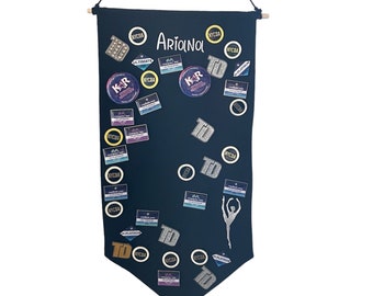Dance pin banner holder with embroidered name