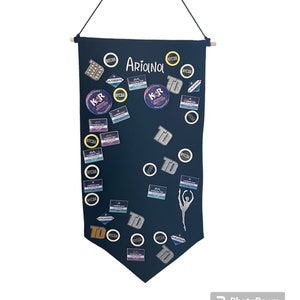 Dance pin banner holder with embroidered name