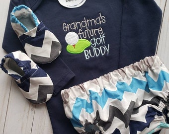 Grandma's Future Golf Buddy Bodysuit Booties and Diaper Cover