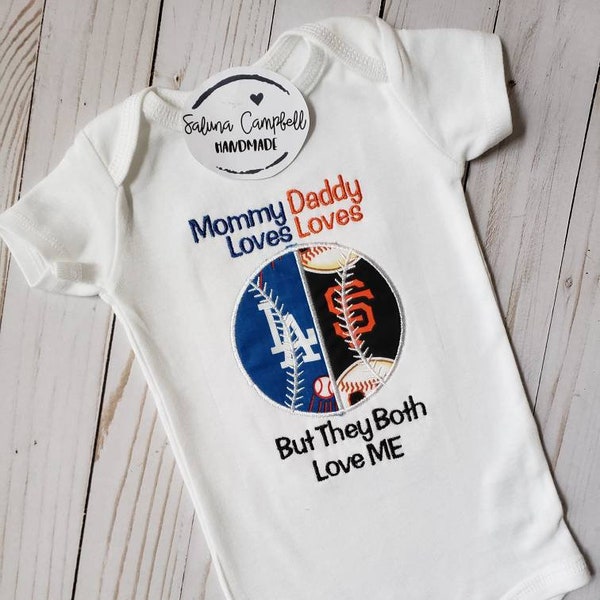 Baseball house divided embroidered baby bodysuit or shirt | You Pick Teams