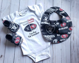 House Divided Embroidered I'm the tiebreaker bodysuit, bib AND matching booties- you pick teams