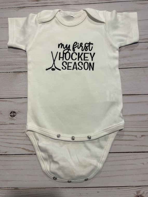 My first hockey season EMBROIDERED shirt or bodysuit
