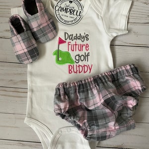 Daddy&#39;s Future Golf Buddy Bodysuit Booties and Diaper Cover