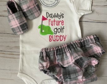 Daddy's Future Golf Buddy Bodysuit Booties and Diaper Cover