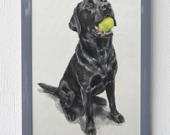Black Lab Wall Art, Happy Labrador Dog Print, Cute Lab Decor, Gift for Dog Lovers
