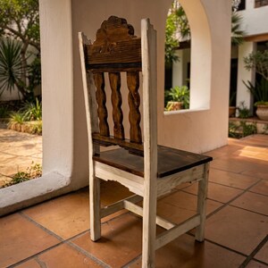 Campeche Chair, Hand Carved Campeche Chair, Solid Pine Wood, Floral Fan Back, Hacienda Style Seat image 9