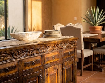 Santa Elena Buffet Old Fashion CollectionReclaimed Wood Buffet Handmade Mexican Hacienda Cabinets Rustic Dining Storage