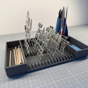 Modulaire sticker- en gietframehouder, 3D-geprinte organizer met op maat gemaakte basis.