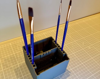Pro Brush Wash Station for Miniature Painters, 3D Printed with Free Baseplate