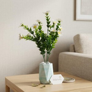 Conjunto de flores de margarida perfumadas, vaso de pedra, pedras aromáticas, presente para decoração de casa