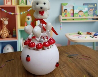 Difusor de piedra perfumado con forma de perro, seta y mariquita, hecho a mano, para decoración de guardería (aroma a jabón fresco)