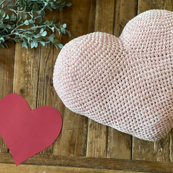 Velvet Heart Pillow Crochet Pattern   ***Pattern Only***