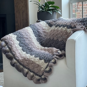 White Truffle Throw Blanket Crochet Pattern  ***Pattern Only***