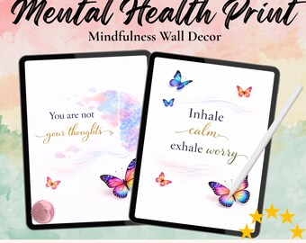 Mental Health Butterfly Prints | Calming Affirmation Wall Art 3 (Digital Download)
