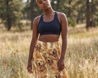 Leginsy Capri z motywem pyska golden retrievera | Capri z nadrukiem psa