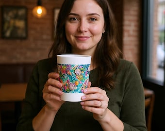 Vaso de chupito con estampado de conchas marinas de colores / Artículos de bar de playa con conchas oceánicas tropicales