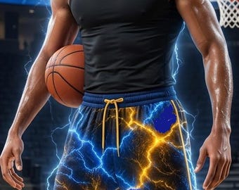Electric Lightning Pattern Basketball Training Shorts | All-Over Print