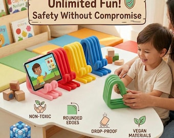 iPad-standaard voor kinderen | Ergonomische tablethouder, valbestendig, veganistische materialen (Zwitsers ontwerp)