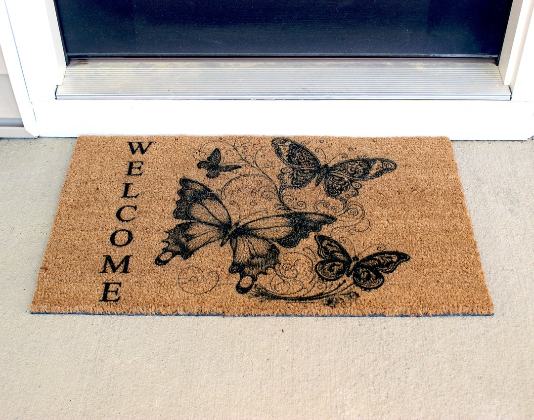 Butterfly Doormat, Natural Coir Door Mat 18 X 30, Door Mat