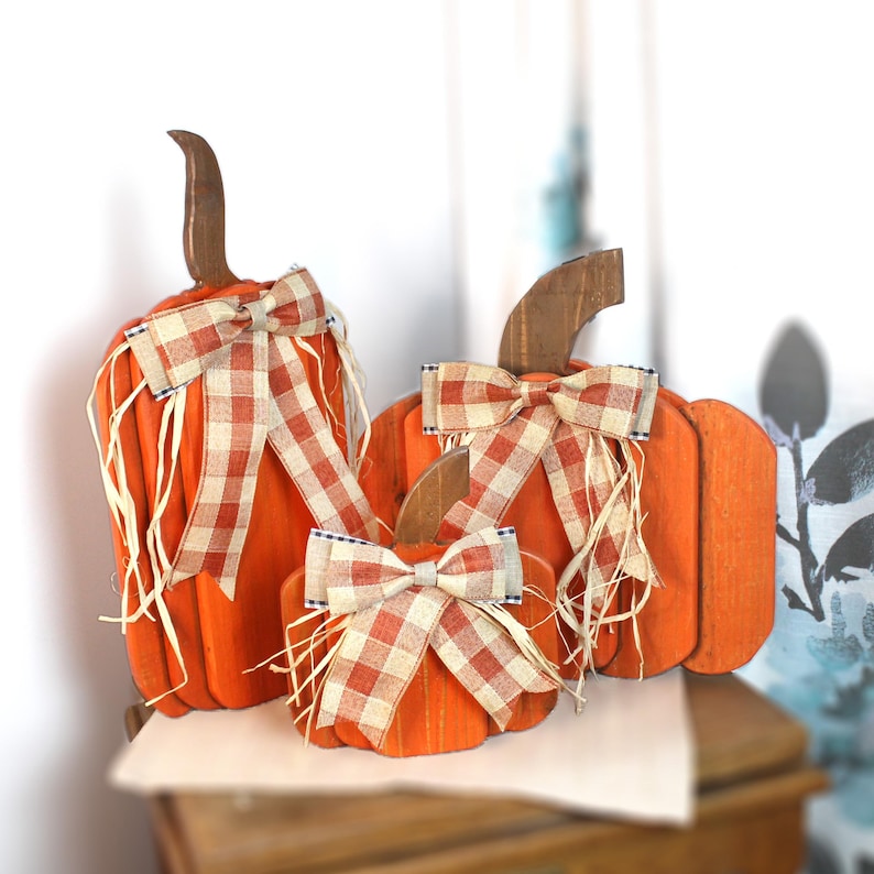 Handcrafted Rustic Farmhouse Wooden Pumpkin Set of 3, Fall Porch Decor ...