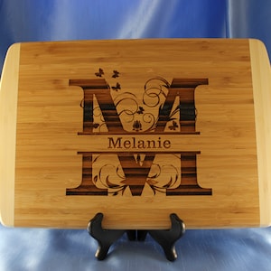 Monogram Wooden Cutting Board - Personalized Cutting Board for Mother&#39;s Day, great Environmentally Friendly Gifts, Wooden Easel Included
