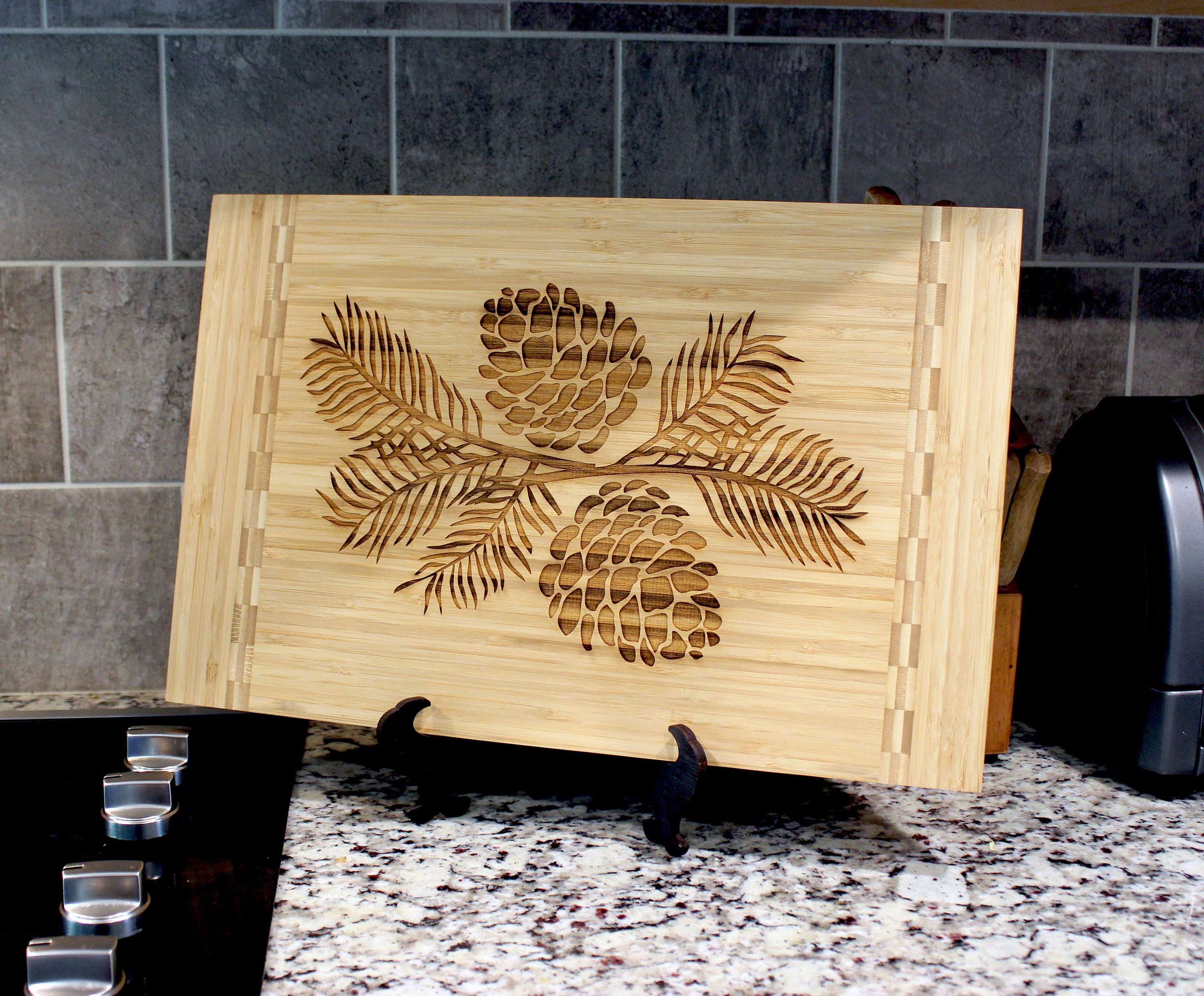 Pine Cone Home Decor - Bamboo Cutting Board With a Decorative Pinecone ...
