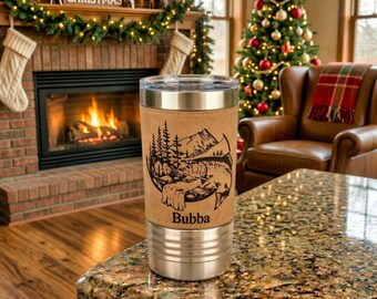 Christmas Gift for Fisherman, Personalized Fishing Tumbler for Men, Custom Name Rustic Outdoorsman Cup, Gift for Him