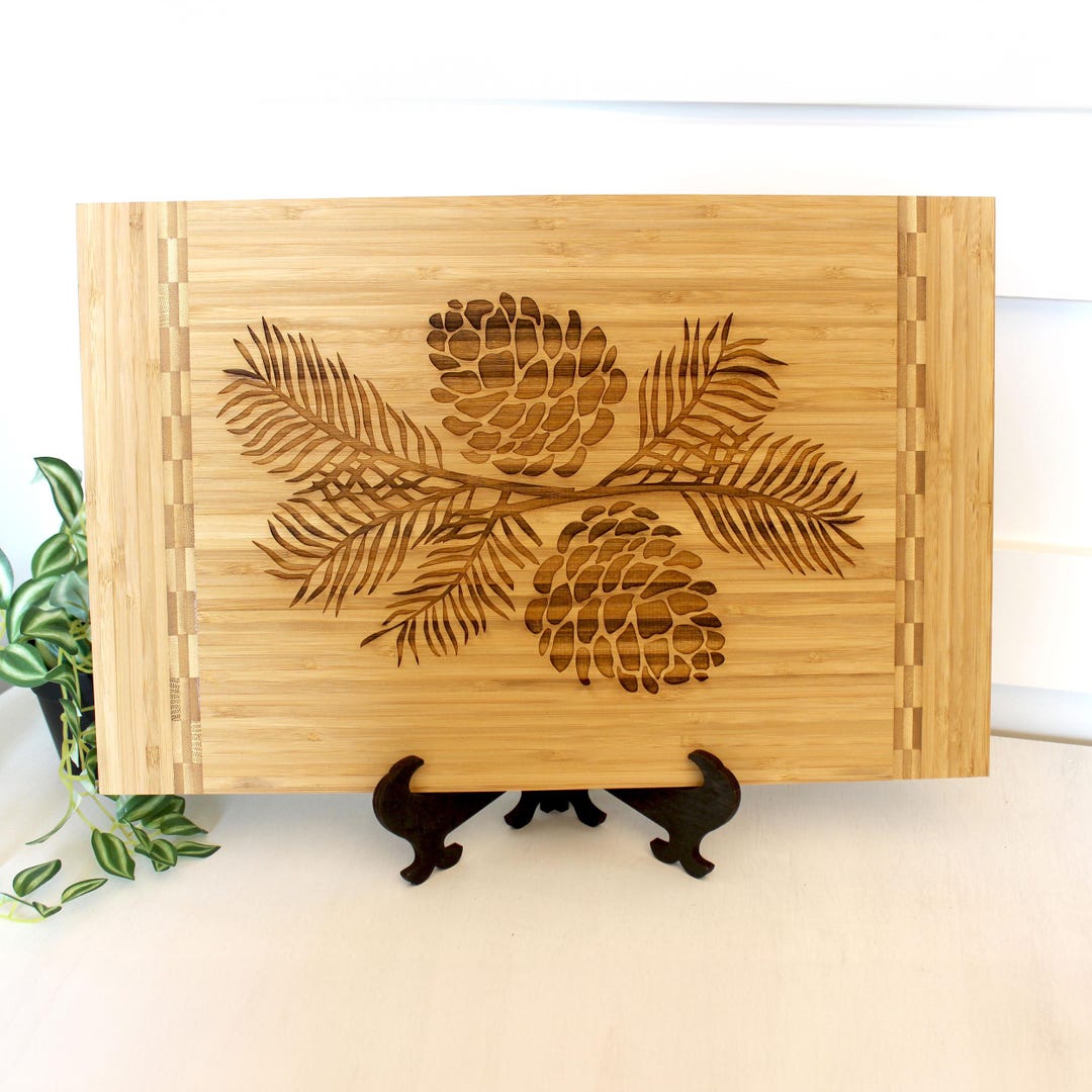 Pine Cone Home Decor - Bamboo Cutting Board With a Decorative Pinecone ...