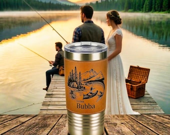 Fishing Buddy Gift, Personalized Groomsmen Fishing Tumbler, Custom Name Angler Cup, Rustic Wedding Party Gift