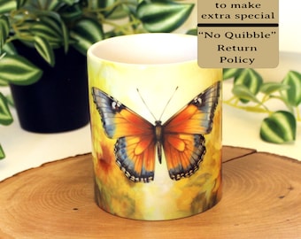 Monarch Butterfly Sunflowers Ceramic Coffee Mugs are Dishwasher Safe, Microwave Safe, Butterfly with Sunflowers on 11 or 15 oz Ceramic Mug